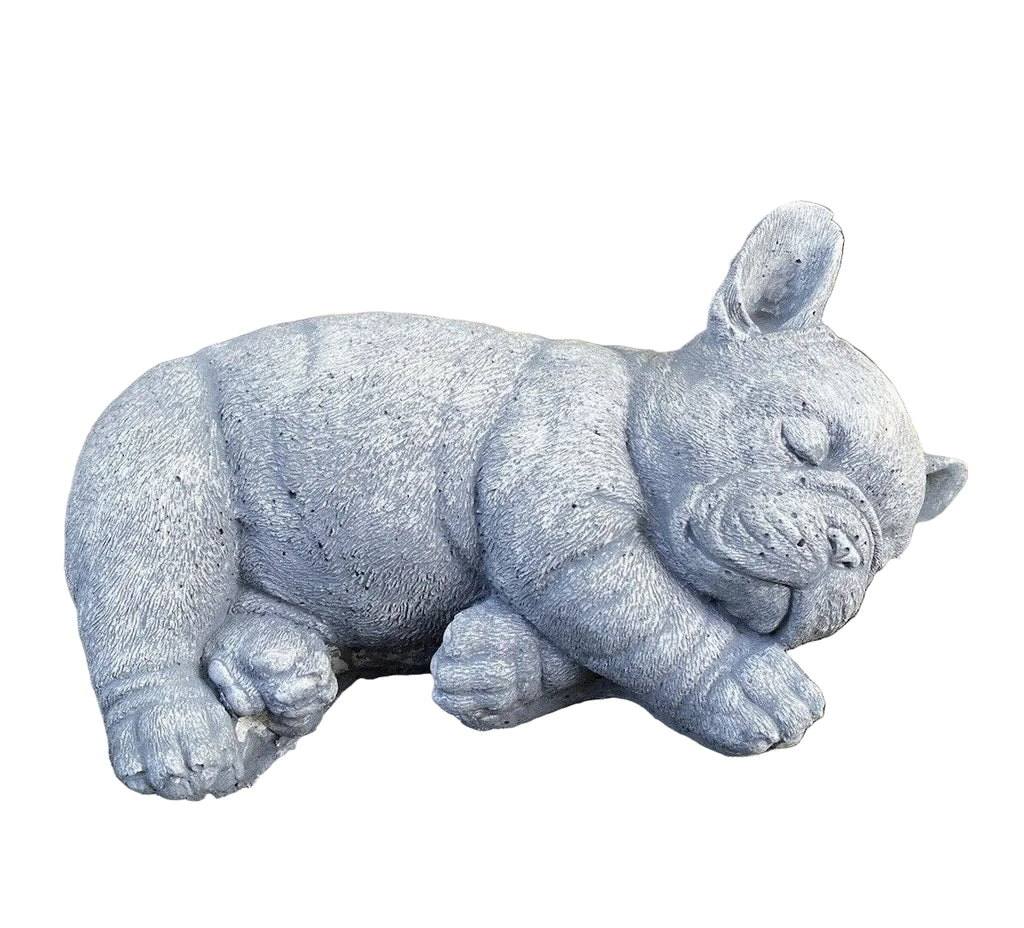 Concrete french bulldog garden statue front view outdoor cement dog ornament