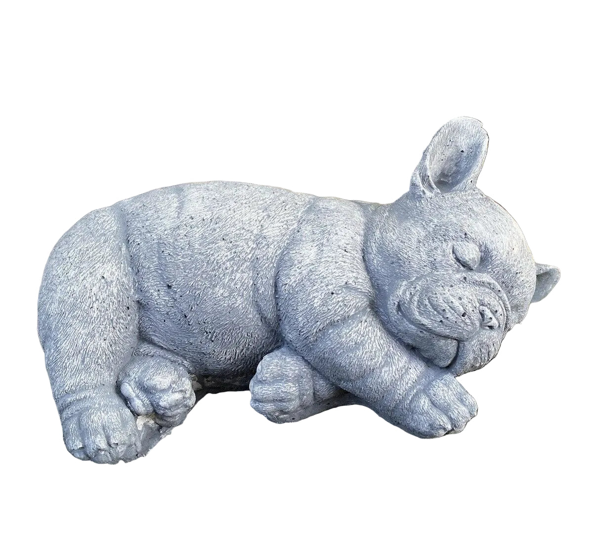 Concrete french bulldog garden statue front view outdoor cement dog ornament