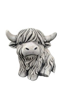 22nice4me Garden Statues rustic concrete Highland cow sculpture with shaggy fur texture for outdoor garden decor