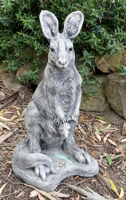 Australian Made Concrete Kangaroo with Joey Garden Statue | Outdoor Garden Ornament - PICK UP ONLY