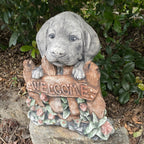 Australian made concrete Labrador statue detail"