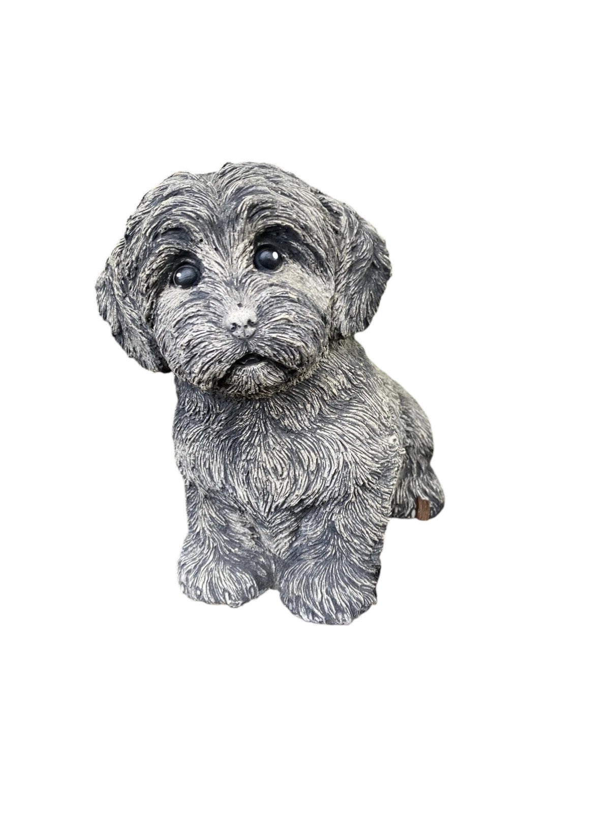 Concrete maltese garden statue front view outdoor cement dog ornament