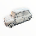 22nice4me Garden Statues concrete Mini Minor car ornament with detailed bodywork and natural grey weathered finish