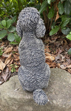 Concrete poodle garden statue back view outdoor cement dog ornament