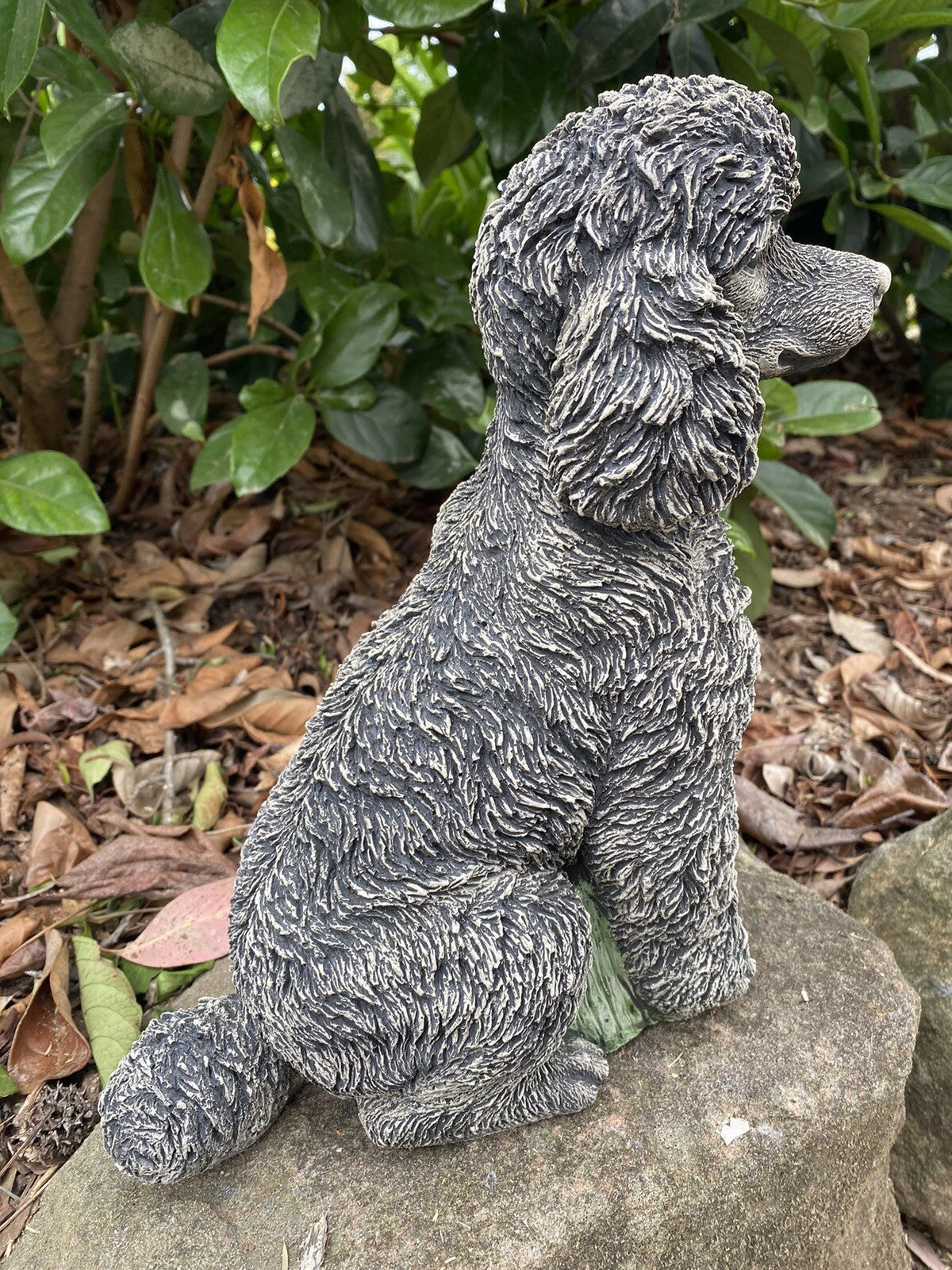 Concrete poodle garden statues side view outdoor cement dog ornament