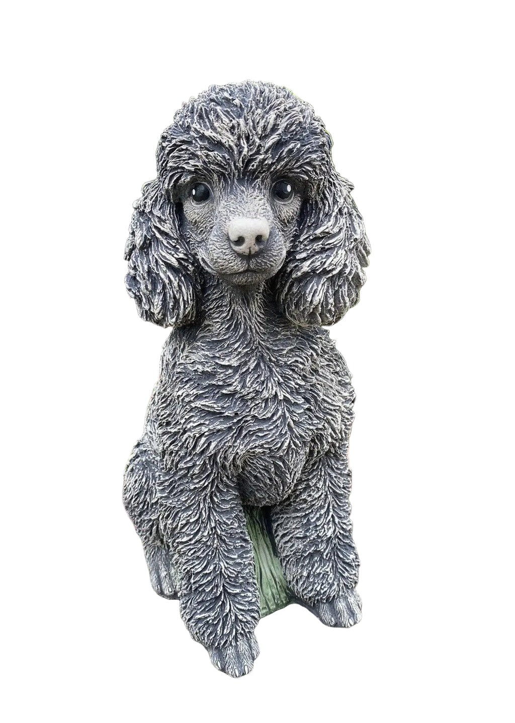 Concrete poodle garden statue front view outdoor cement dog ornament