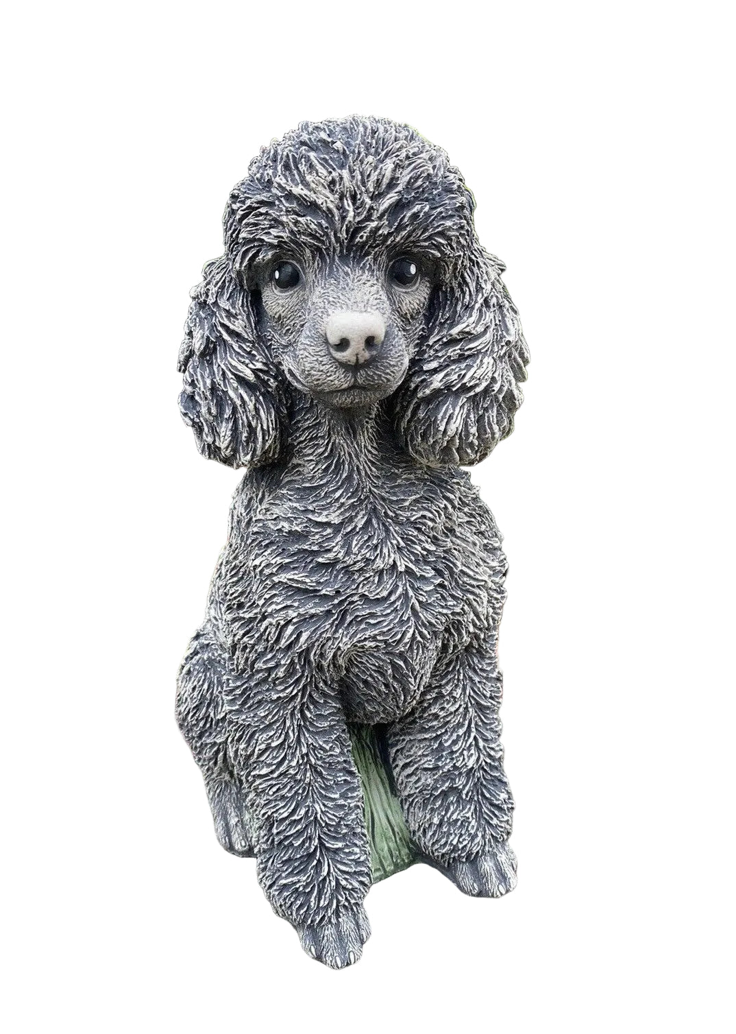 Concrete poodle garden statue front view outdoor cement dog ornament