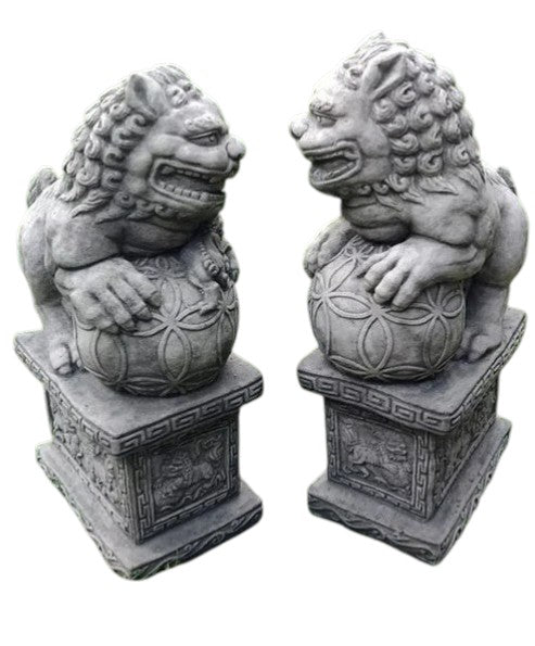 Concrete Foo Dogs Garden Statues – Fu Lion Guardian Ornaments Outdoor Decor Australia