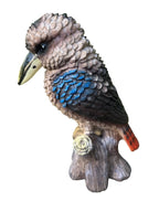 22nice4me Garden Statues resin kookaburra bird ornament perched on a log with detailed blue and brown feathers