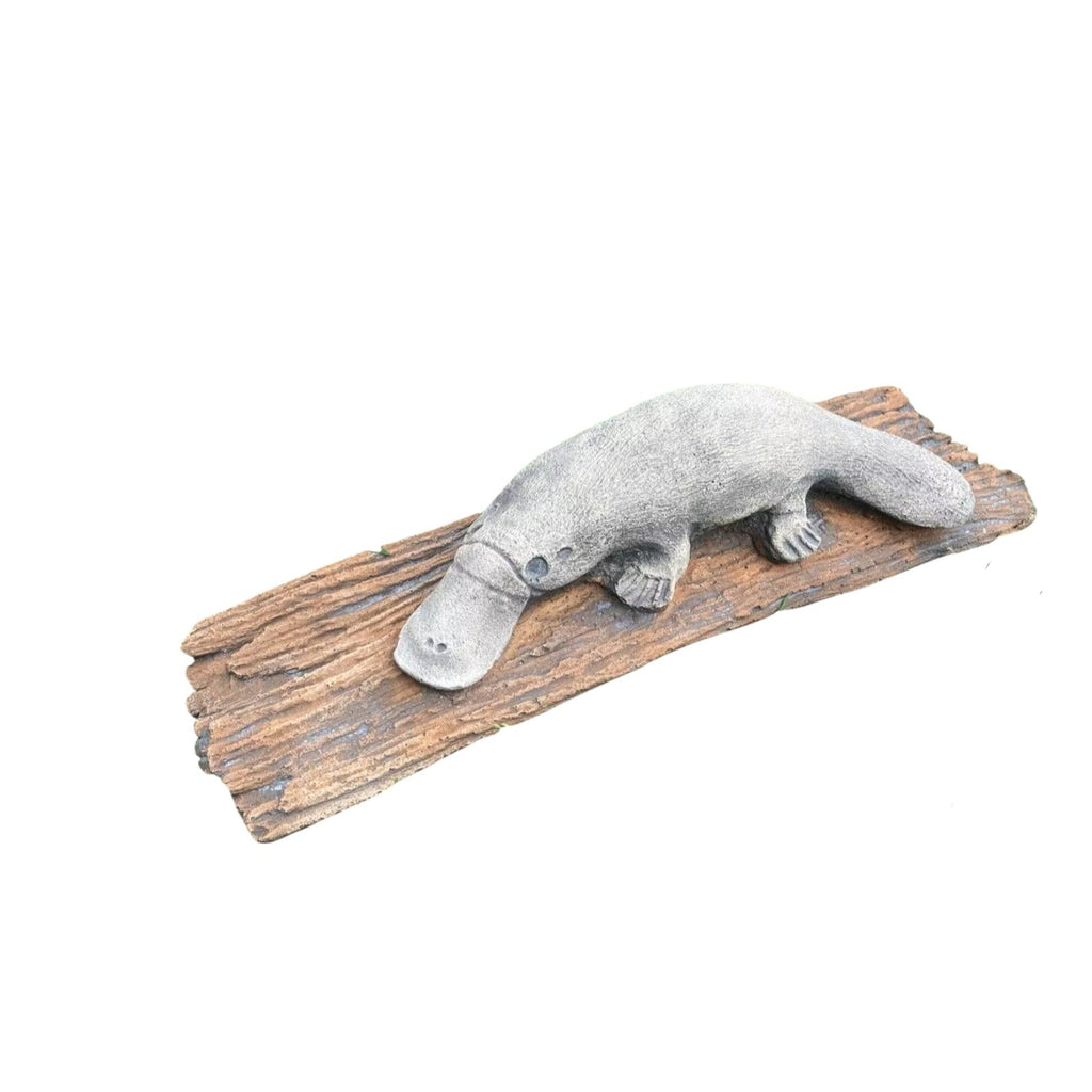 Platypus On A LogStatue Ornament Animal Concrete Cement Garden Australian Made