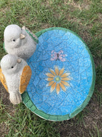 Mosaic Look Bird Bath Feeder Station Bee Garden Statue Ornament