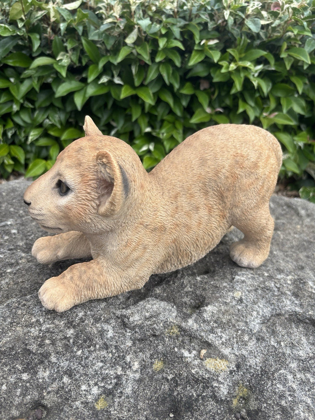 22nice4me Garden Statues resin lion cub figurine in a playful crouching pose with realistic textured fur